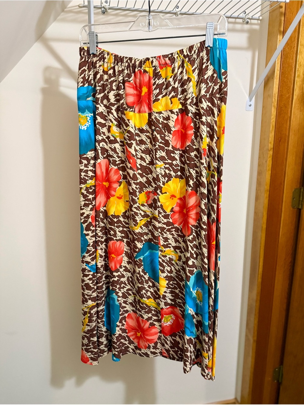 Vintage Jack Winter Floral Cheetah Print Maxi Skirt - Size 10 - Picture 5 of 6